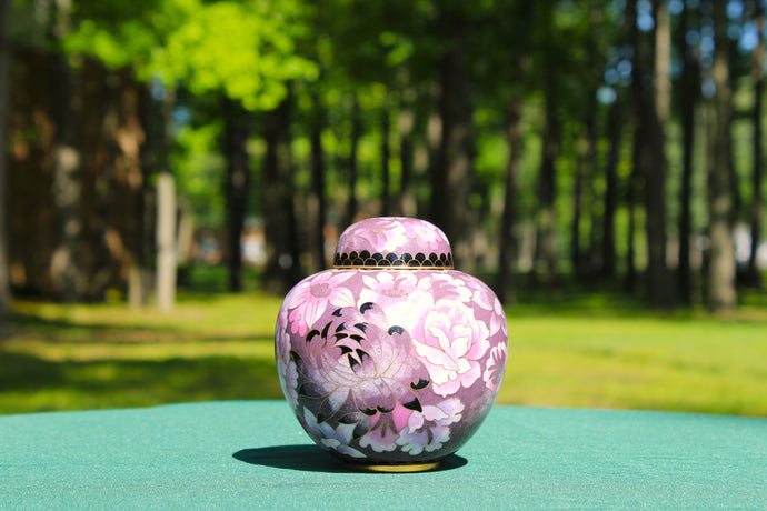 Floral Blush Mosaic Urn-Pink