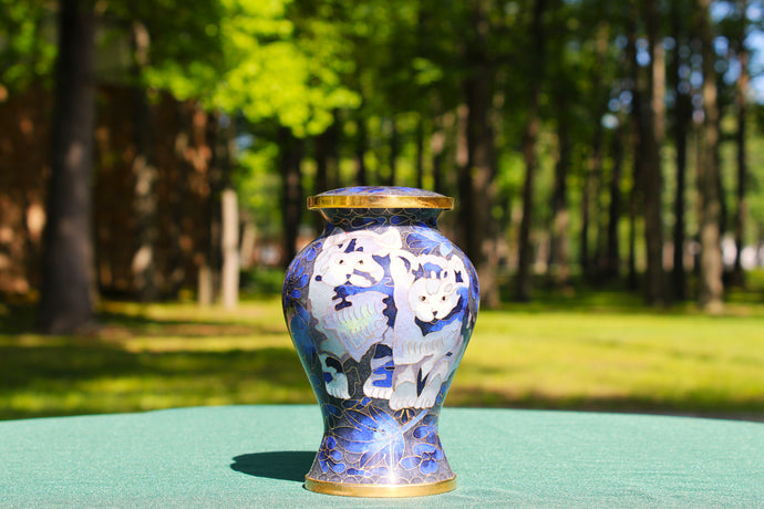 Cloisonné Cat Urn-Blue