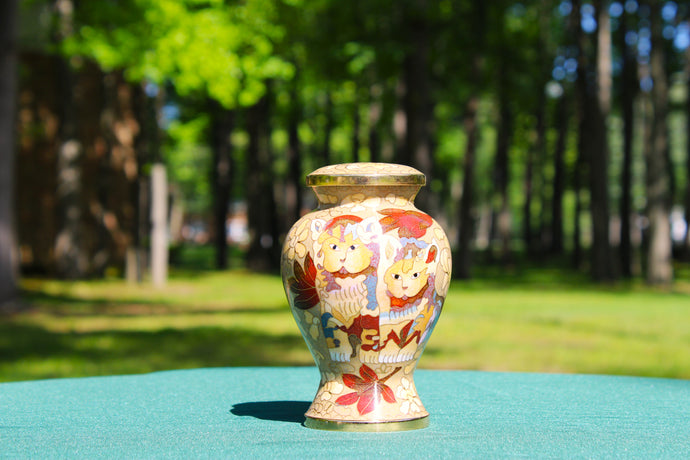 Cloisonné Cat Urn-Beige