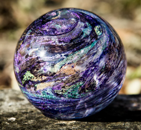 Dichroic Orb with Cremation Ash